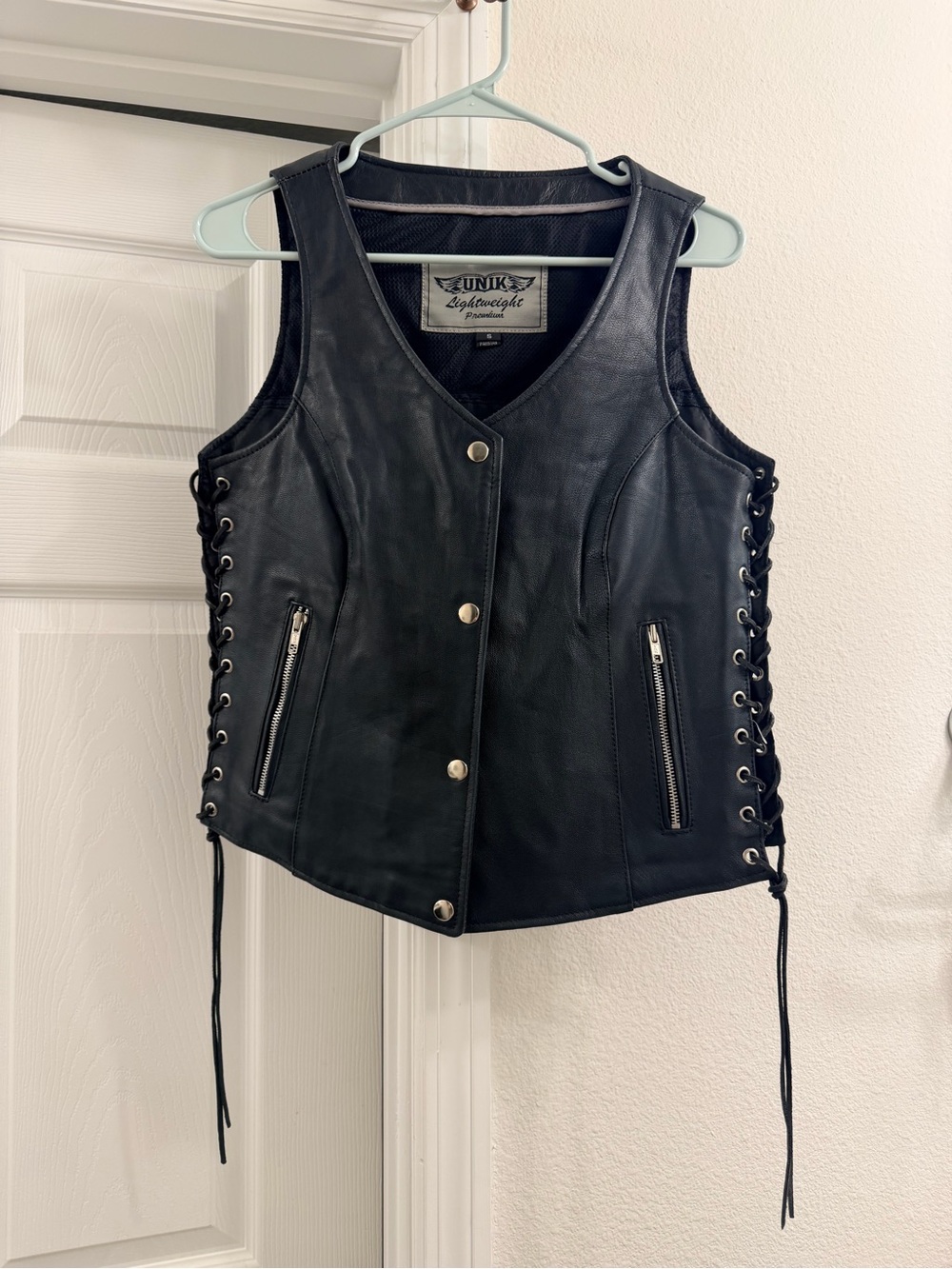 UNIK Lightweight Black Leather Lace-Up Vest